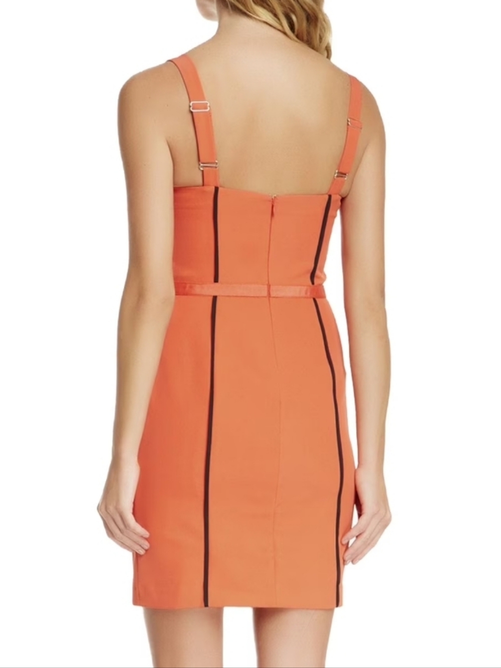 NWT Rebecca Minkoff Joy Dress Cocktail Piping "Fire" 10 Mini Sheath - Picture 2 of 7